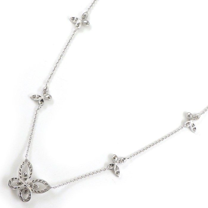 Graff Multi Butterfly Silhouette Necklace in K18WG with Diamonds