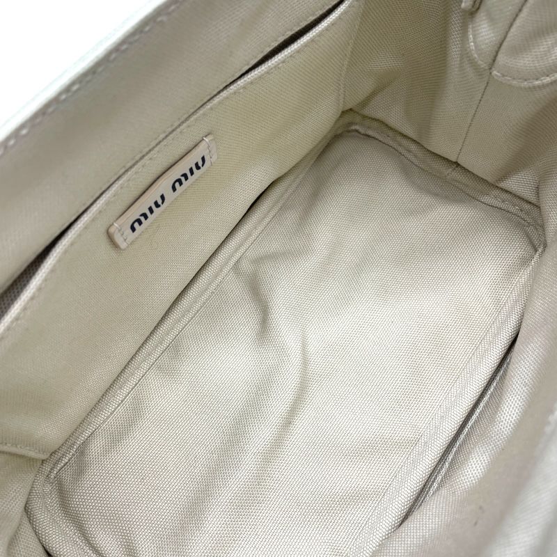 Miu Miu 2WAY Handbag in Light Grey Canvas - Timeless Elegance
