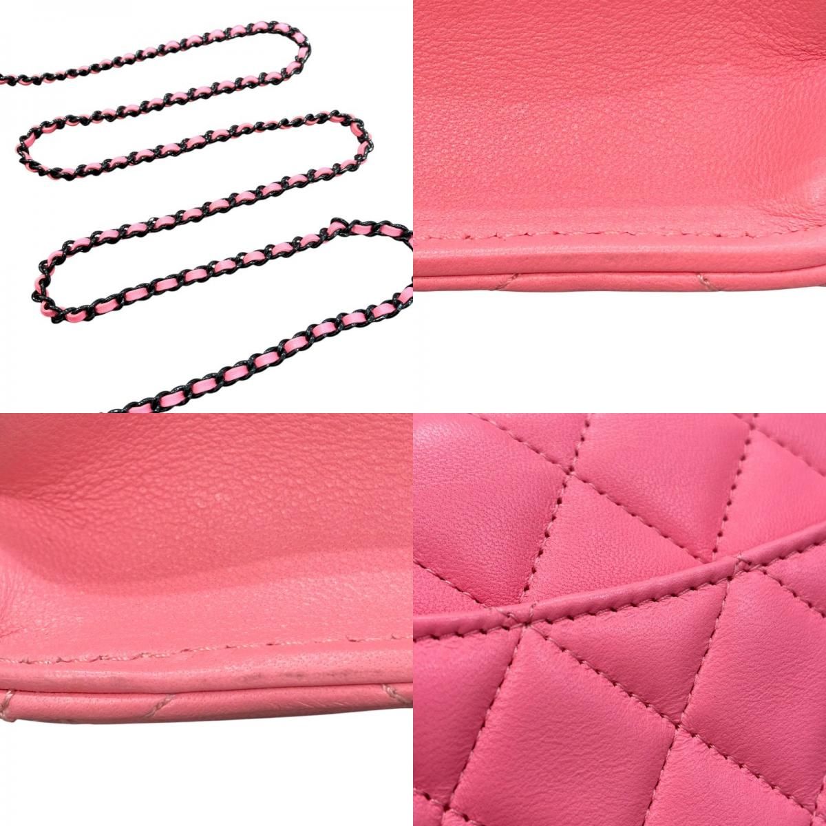 CHANEL Matelassé Chain Wallet AP3745 in Pink Lambskin