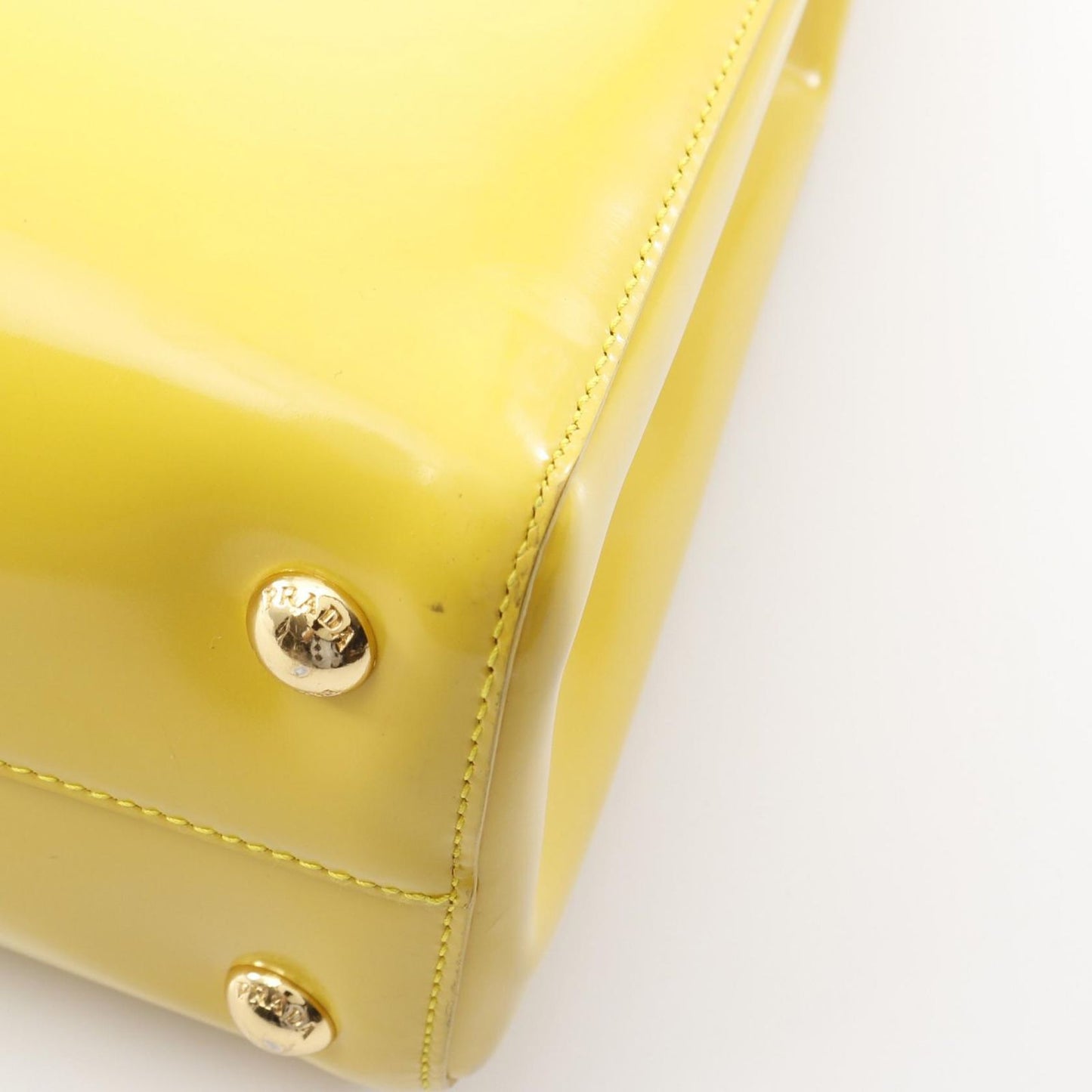 PRADA Saffiano Vernic Handbag in Yellow - Timeless Elegance