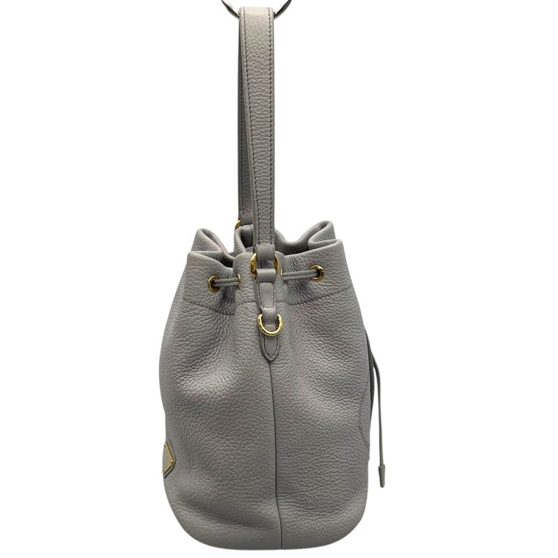 PRADA Logo Shoulder Bag 1BE018 in Light Grey Leather