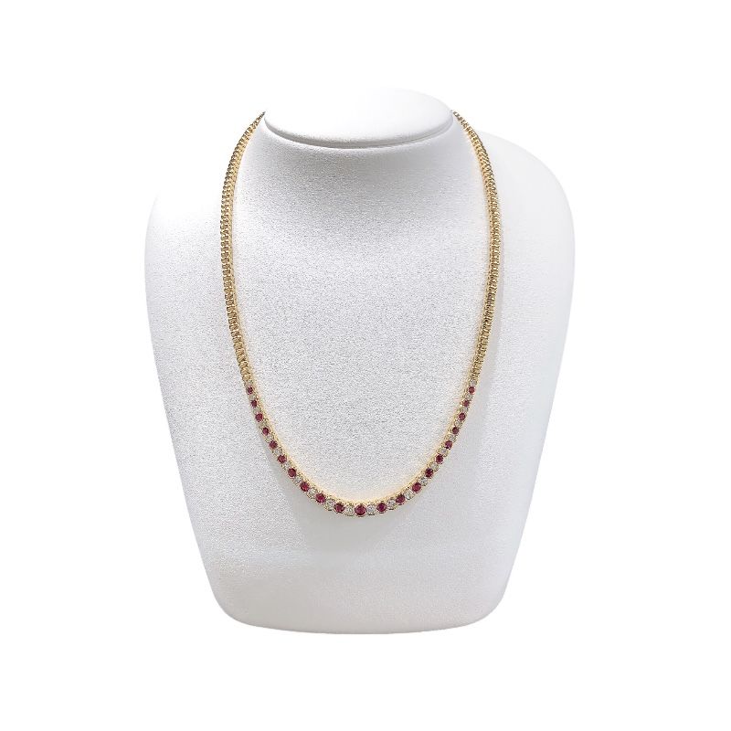 Exquisite K18 Yellow Gold Ruby Necklace - Timeless Elegance