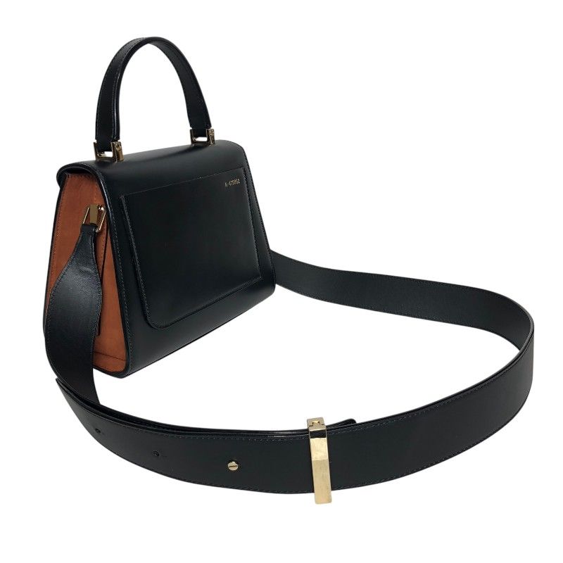 VALEXTRA Iside Mini Black/Brown Leather Shoulder Bag - Timeless Elegance