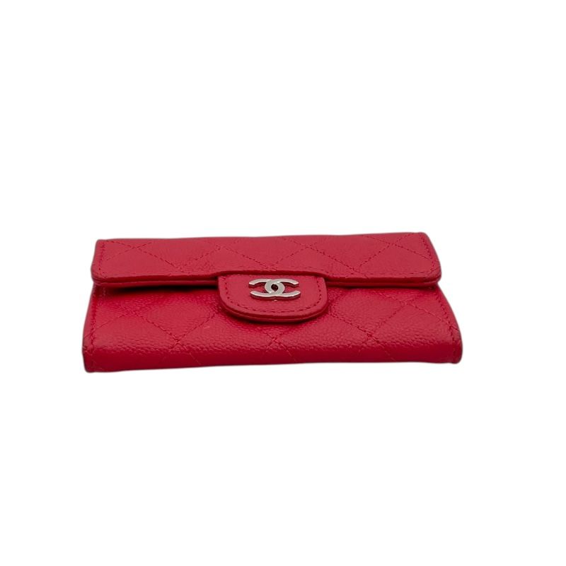 CHANEL Classic Flap Card Case in Red Caviar Leather - AP0214