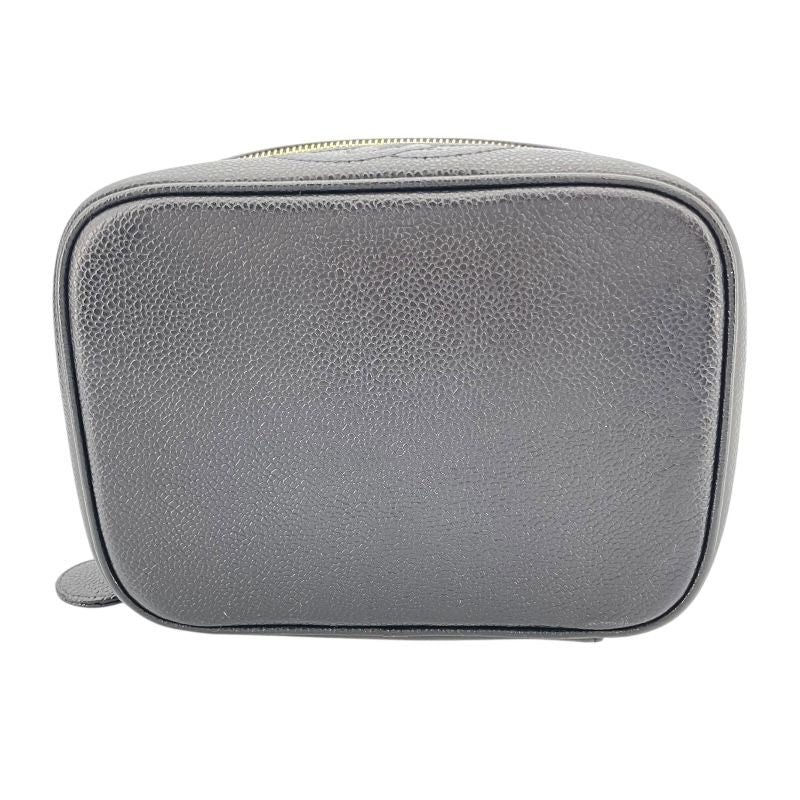 CHANEL Vanity A01997 Black Caviar Skin Handbag with Gold Hardware