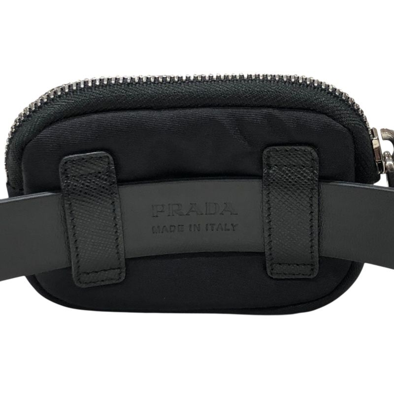 PRADA Saffiano Pouch Belt 34/85 Black & Gold Hardware