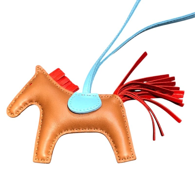 HERMES Rodeo PM Charm in Gold, Rouge Indian & Celeste