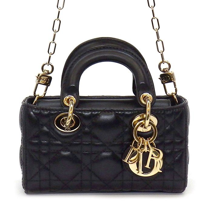 Dior Lady D-Joy Micro Shoulder Bag in Black Lambskin