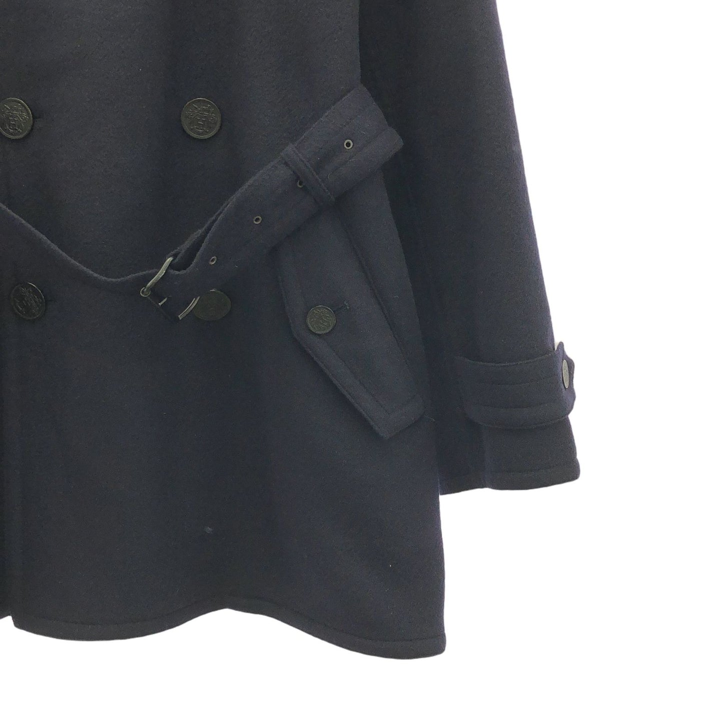HERMES Navy Cashmere Trench Coat - Timeless Elegance