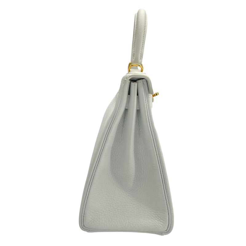 HERMES Kelly 28 White Togo Leather Shoulder Bag with Gold Hardware