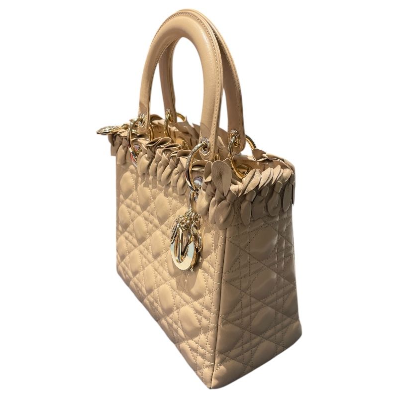 Christian Dior Lady Dior Medium Handbag in Beige Lambskin