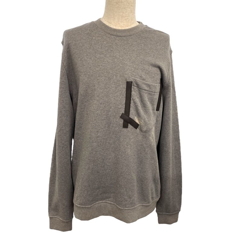 HERMES Leather Tape Pocket Sweatshirt in Gray - Men's XL
