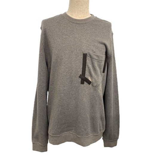 HERMES Leather Tape Pocket Sweatshirt in Gray - Men's XL