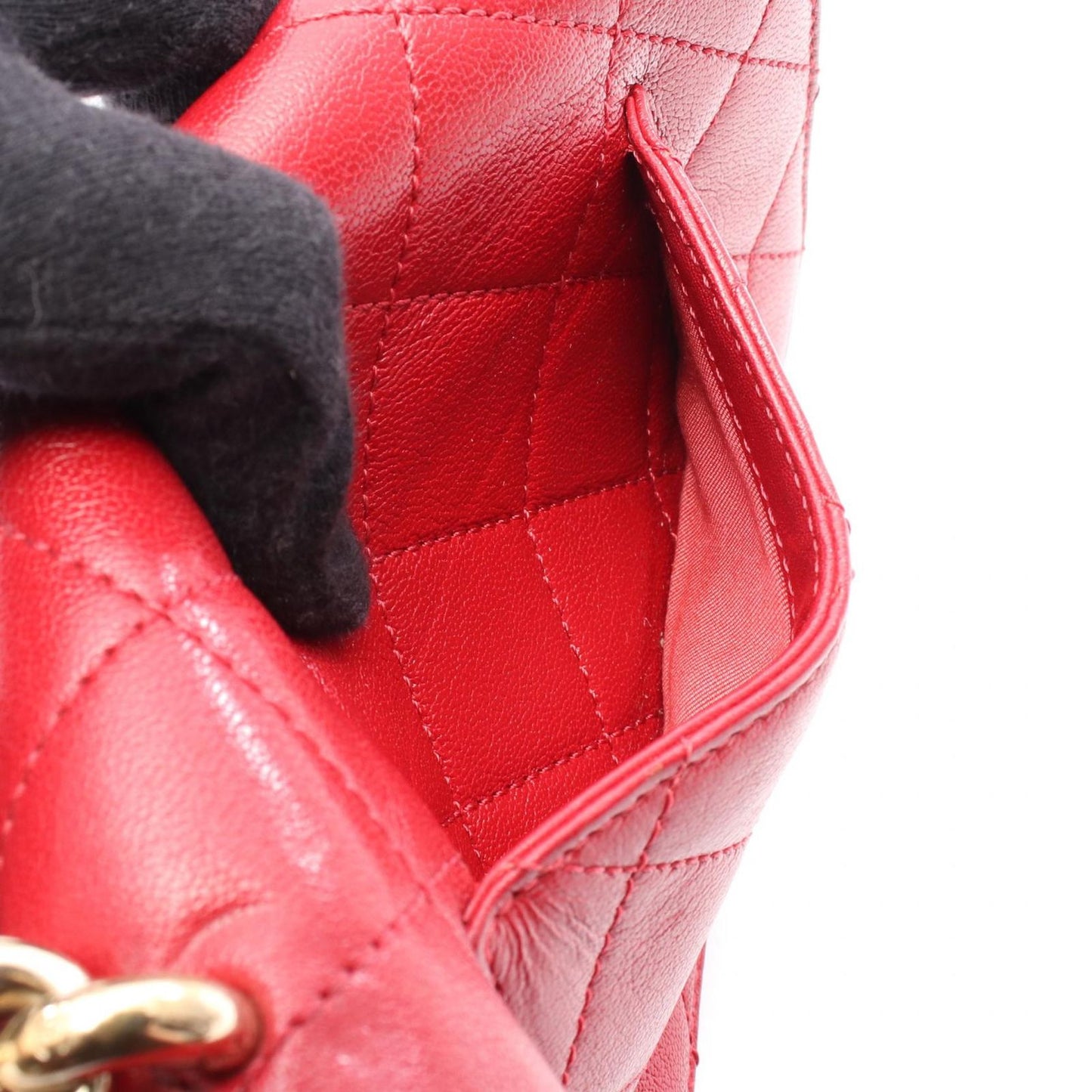 CHANEL Matelassé Mini Shoulder Bag in Red Leather & Fabric