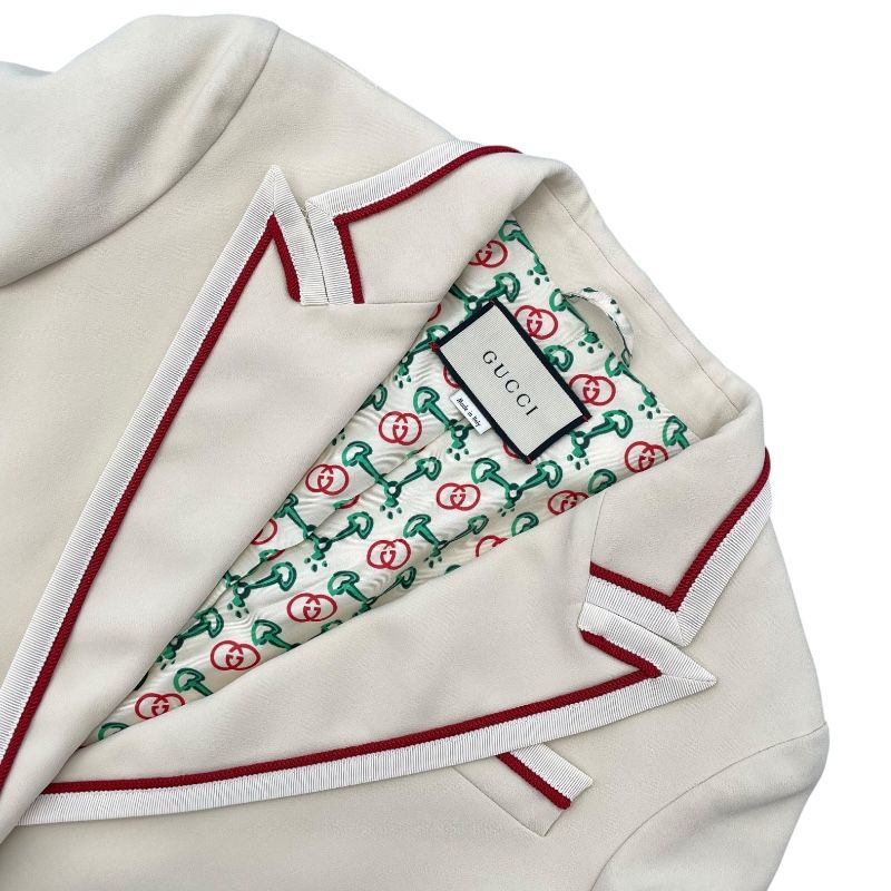GUCCI Cream Rayon Tailored Blazer Jacket with Unique Lining