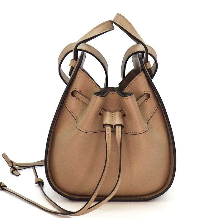 LOEWE Hammock Mini Drawstring Shoulder Bag in Greige Calfskin