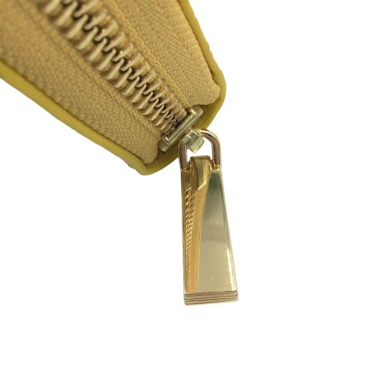 Exquisite Yellow Crocodile Leather Zipper Wallet with Gold Accents