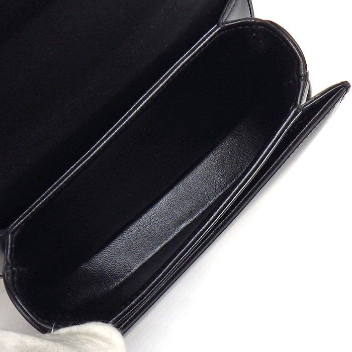 CELINE Triomphe Mini Buzas Claire Handbag in Black Shiny Calfskin