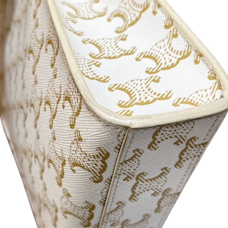 CELINE Mini Vertical Cabas 194372 White Triomphe Canvas Shoulder Bag