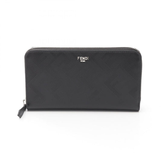 FENDI Shadow Zucca Round Long Wallet - Black Leather, Unisex