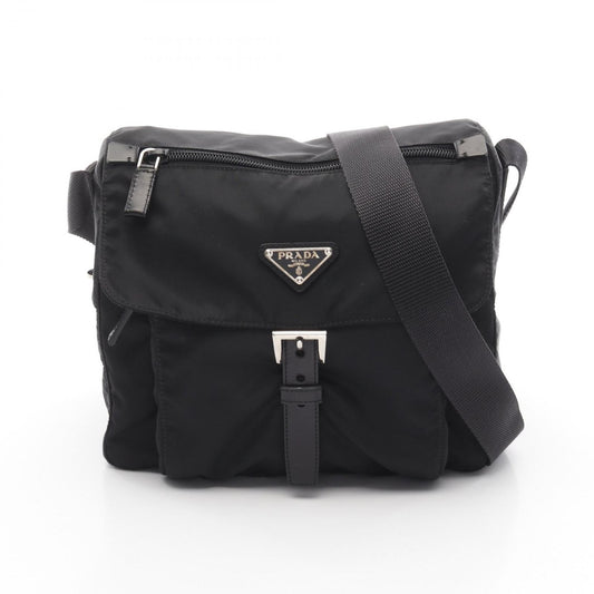 PRADA VELA BT8994 Black Nylon Leather Shoulder Bag - Timeless Elegance