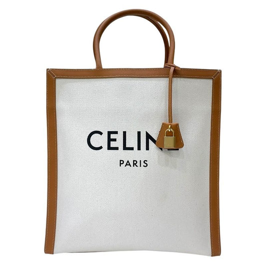 CELINE Vertical Cabas Tote Bag in Natural & Tan - Timeless Elegance