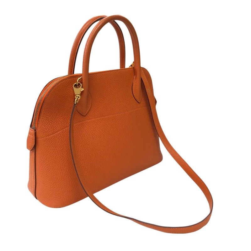 HERMES Bolide 31 Handbag in Orange with Gold Hardware