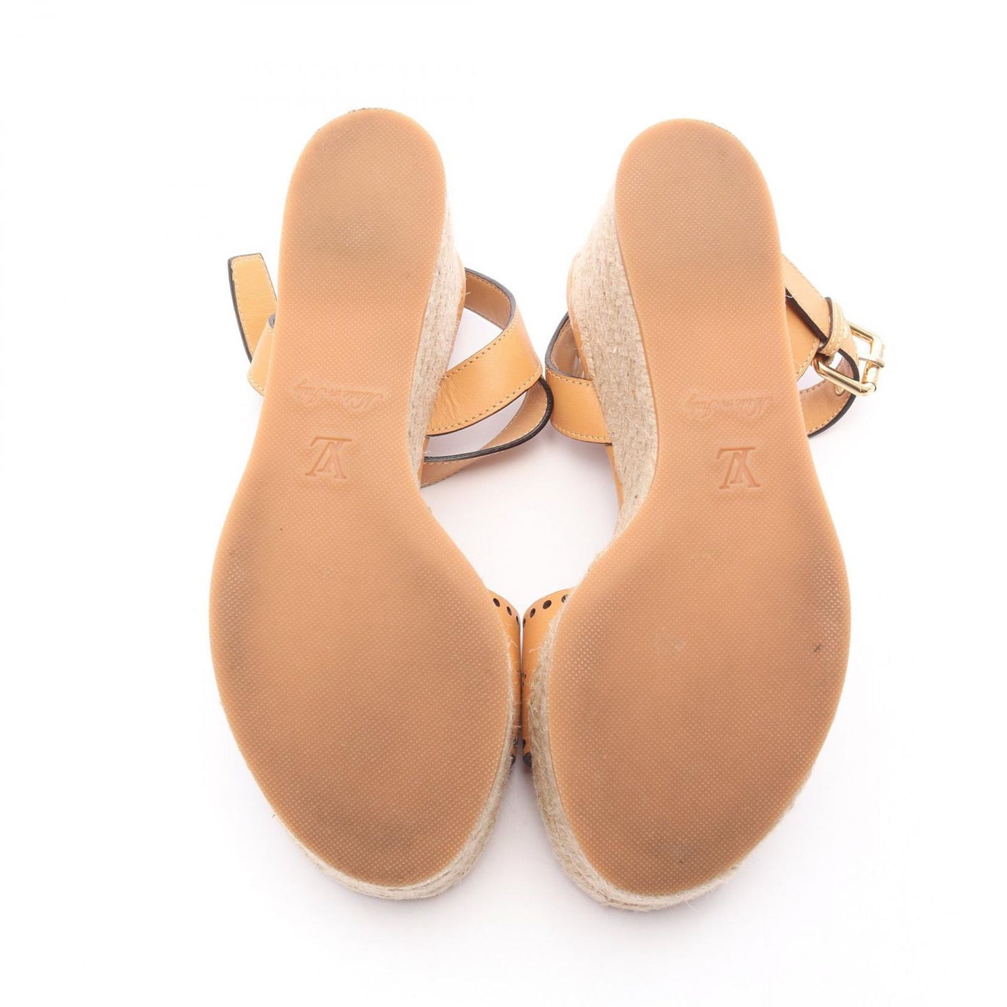 Louis Vuitton Starboard Line Wedge Sandals - Elegant Beige Leather