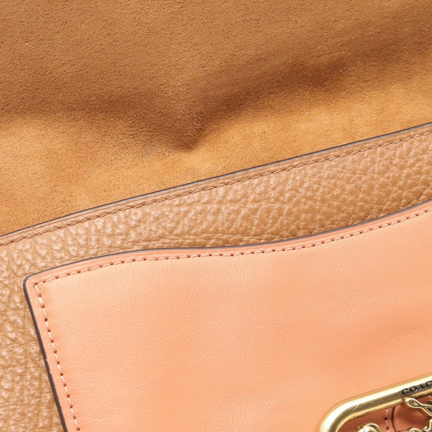 COACH 2-Way Leather Shoulder Bag in Pink & Camel - Timeless Elegance