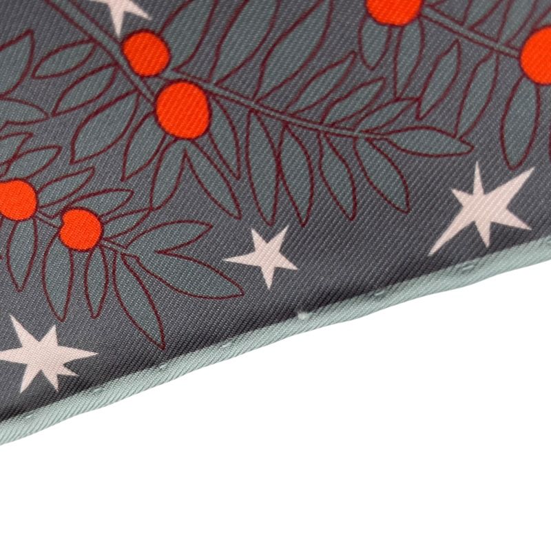 HERMES Double-Faced Silk Scarf Sous le Charme d'Orphee - Red & Grey