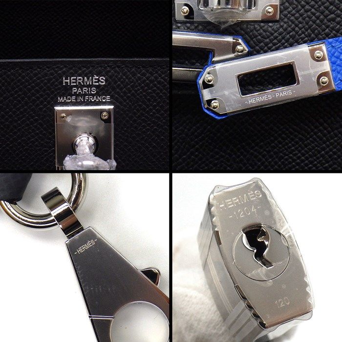 HERMES Kelly 25 Tricolor Handbag - Black, Blue, Gray - 2025