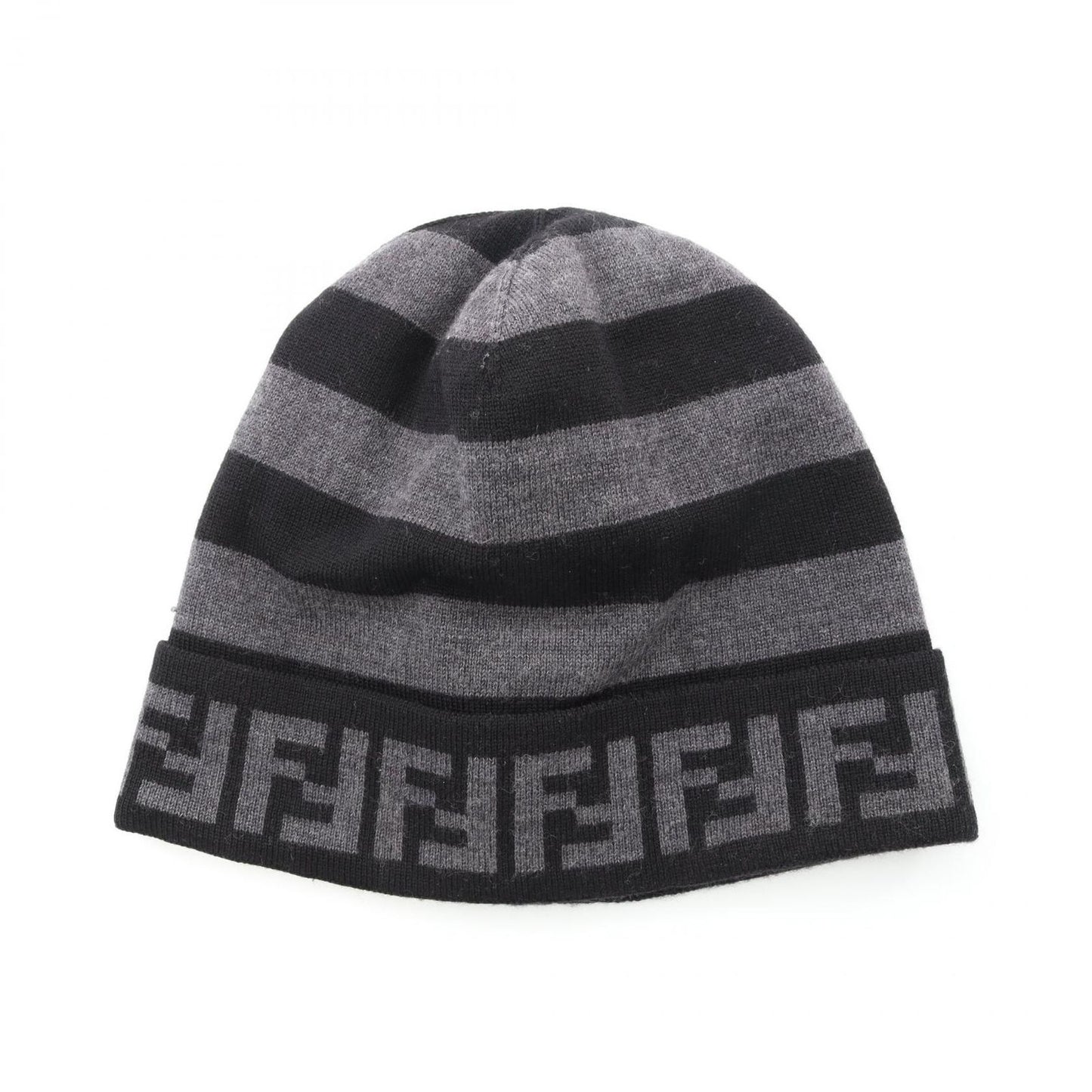 FENDI FF Logo Wool Knit Cap in Grey - Unisex Luxury Accessory