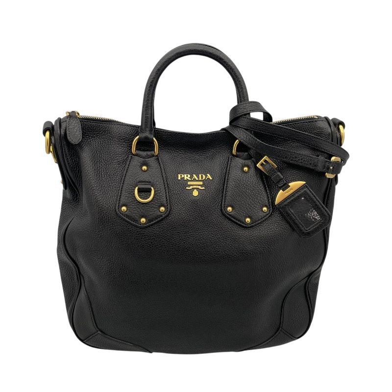 PRADA Logo 2-Way Tote in Black Leather - Timeless Elegance