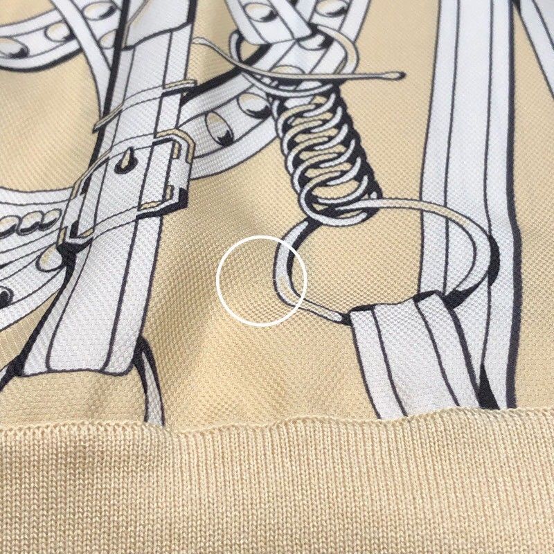 HERMES Ivory Silk Twill Rêve Short Sleeve Knit - Size 34