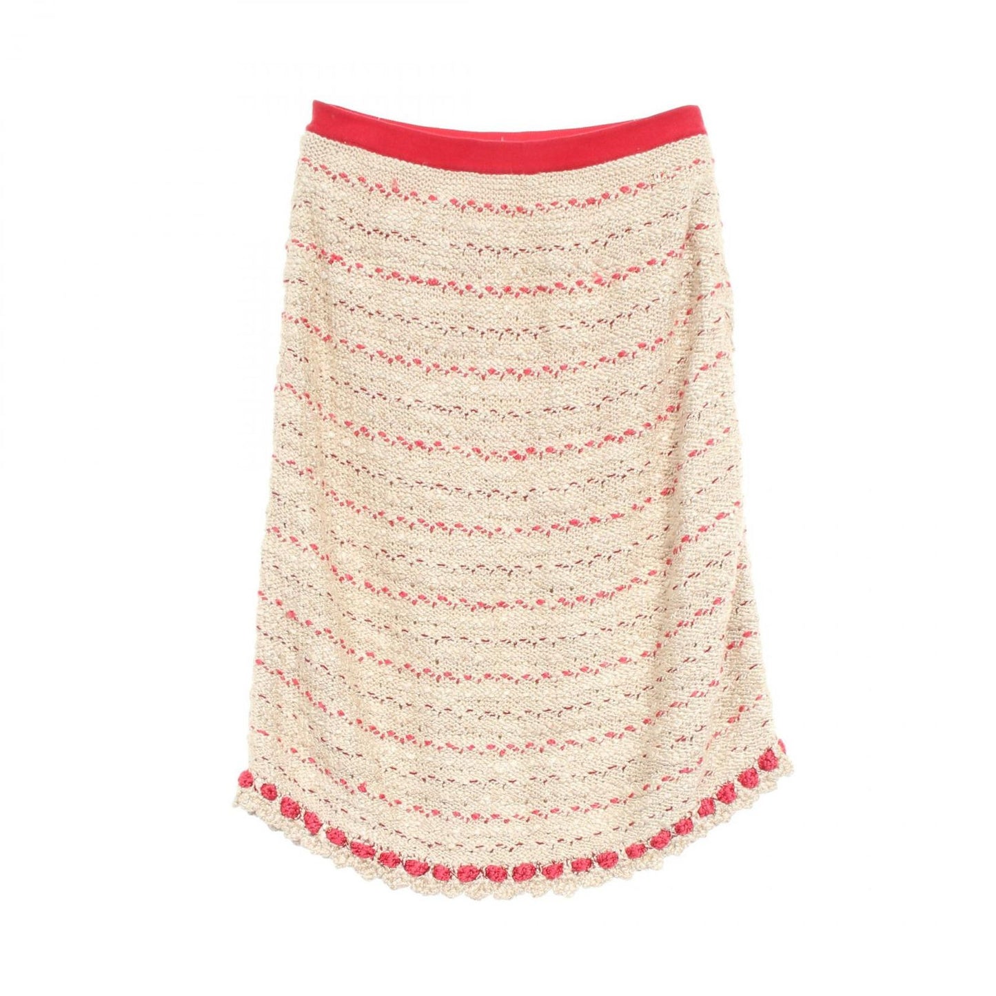 CHANEL Silk Wool Knit Skirt - Timeless Elegance in Beige & Red