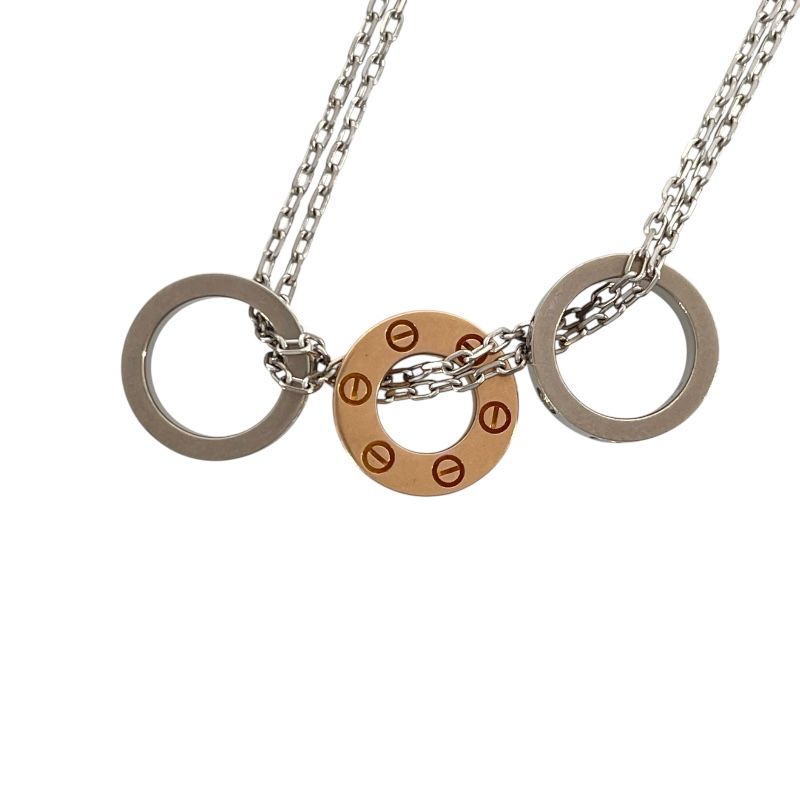 Cartier Love 3 Hoop Necklace in 750WG with Diamonds
