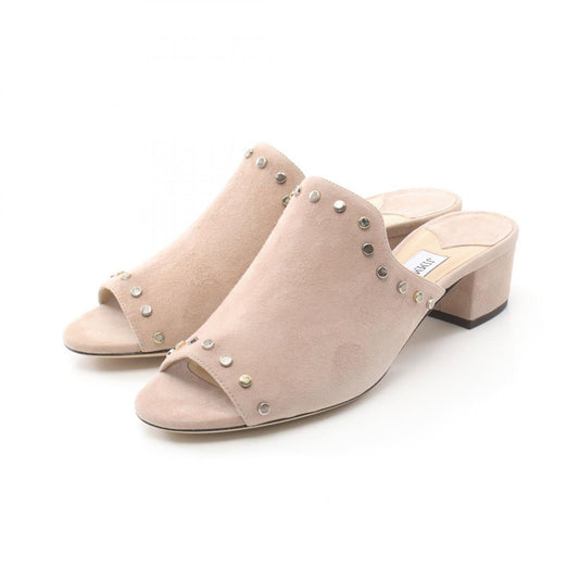 Jimmy Choo Pink Beige Suede Mules - Unworn Luxury Sandals