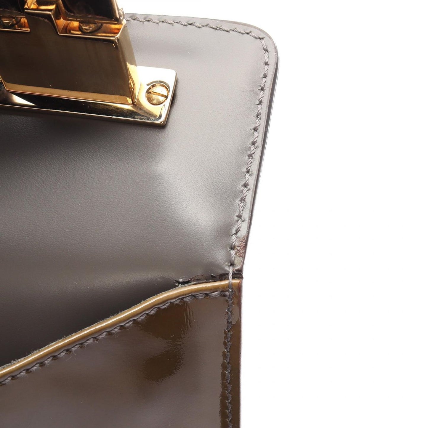 Salvatore Ferragamo Olive Enamel Handbag - Timeless Elegance