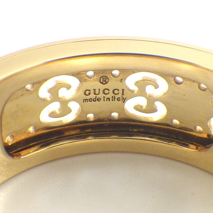 GUCCI Icon Twirl Scroll GG Logo K18YG Ring - Size 11
