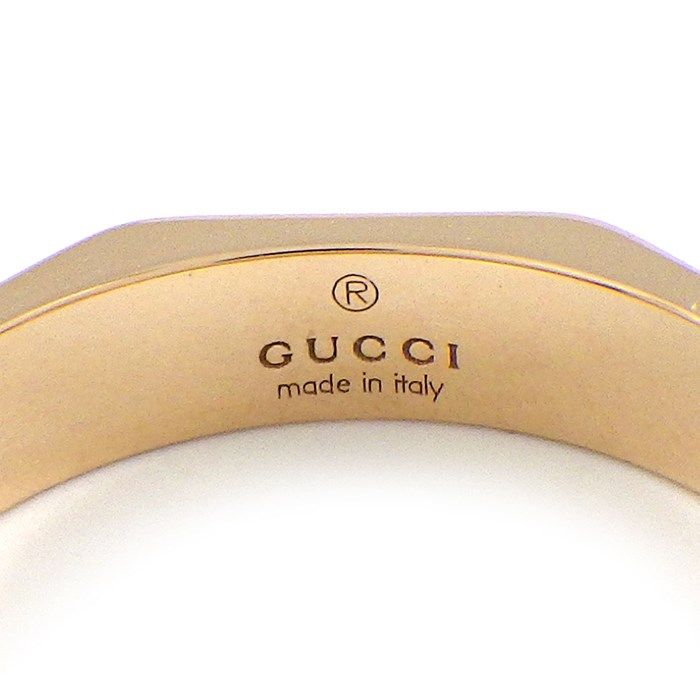 GUCCI Octagonal GG Logo Icon Ring in K18 Pink Gold - Size 9.5