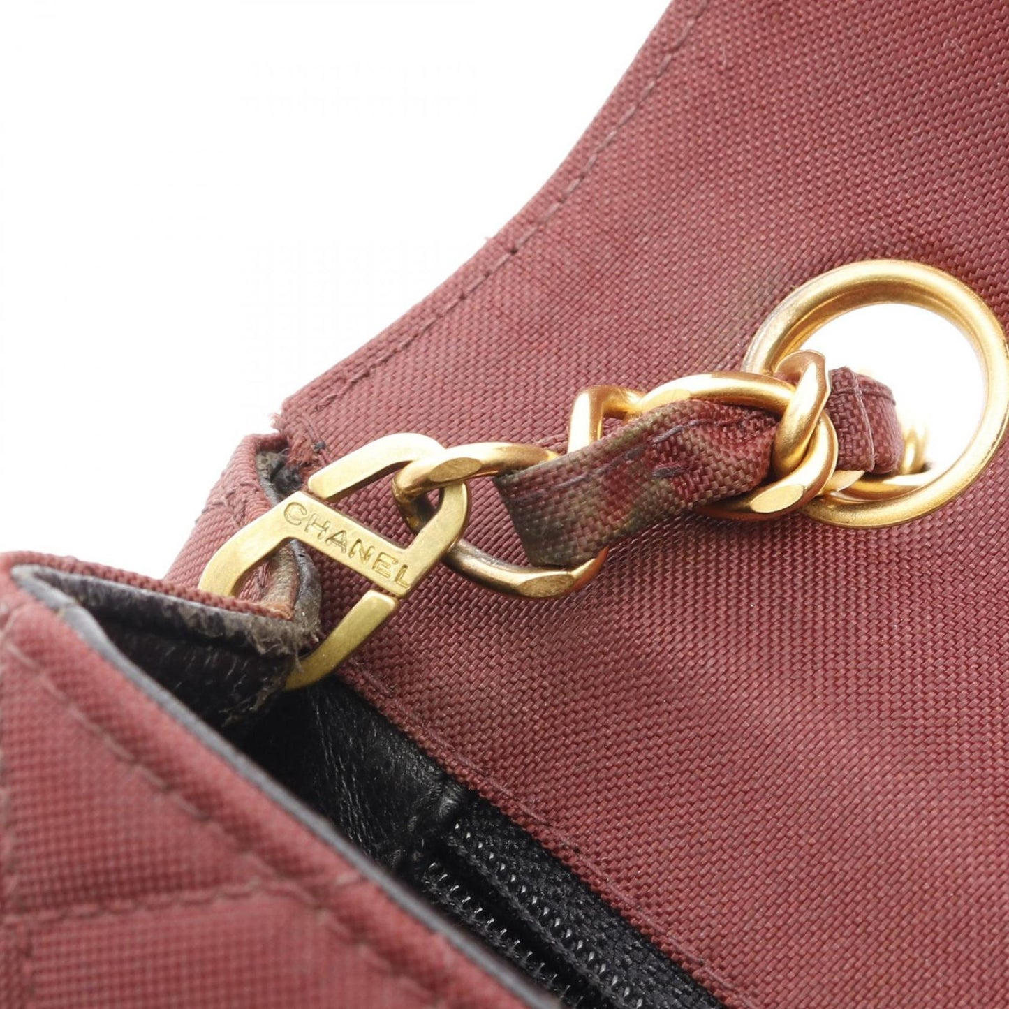 CHANEL Matelassé Single Flap Shoulder Bag in Bordeaux Nylon