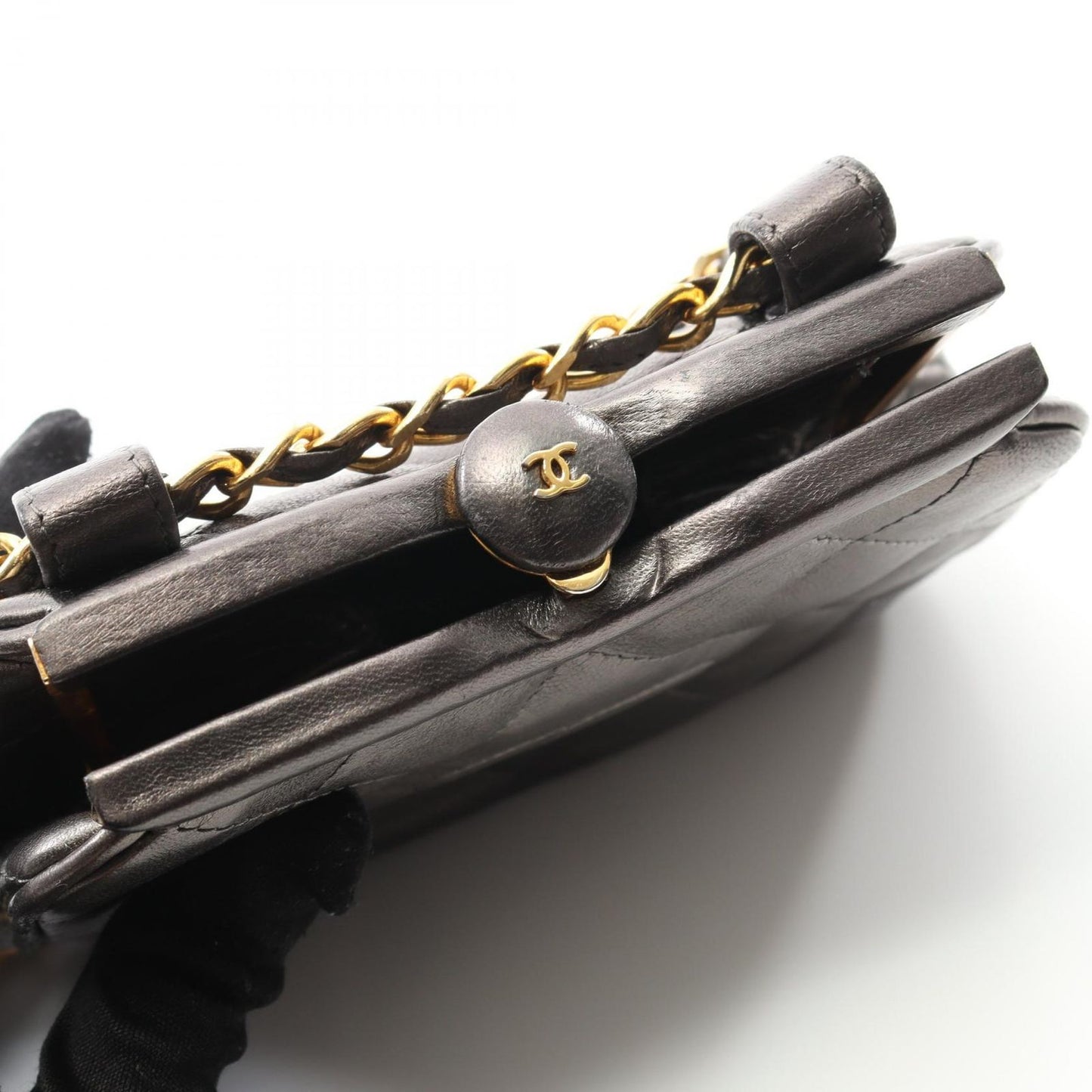 CHANEL Matelassé Silver Leather Mini Chain Shoulder Bag