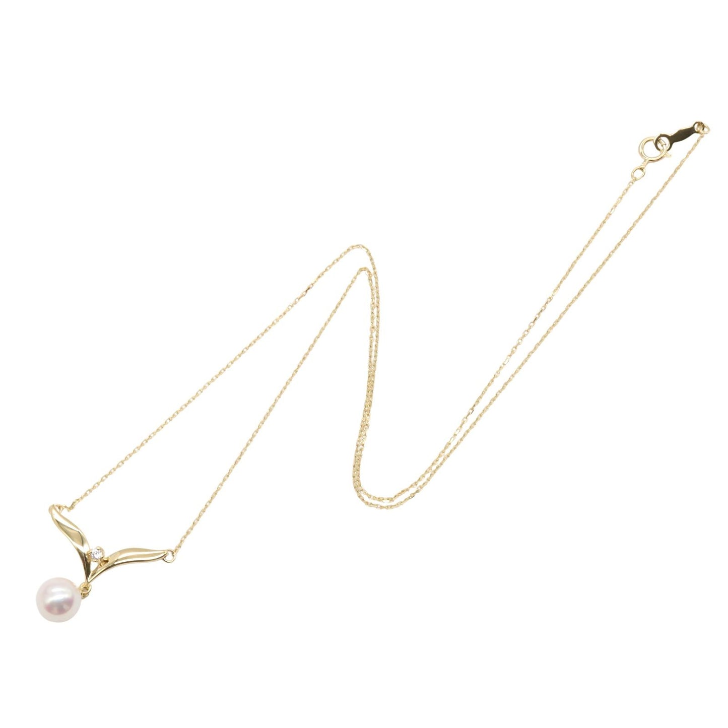 MIKIMOTO Pearl & Diamond Necklace in 18K Yellow Gold
