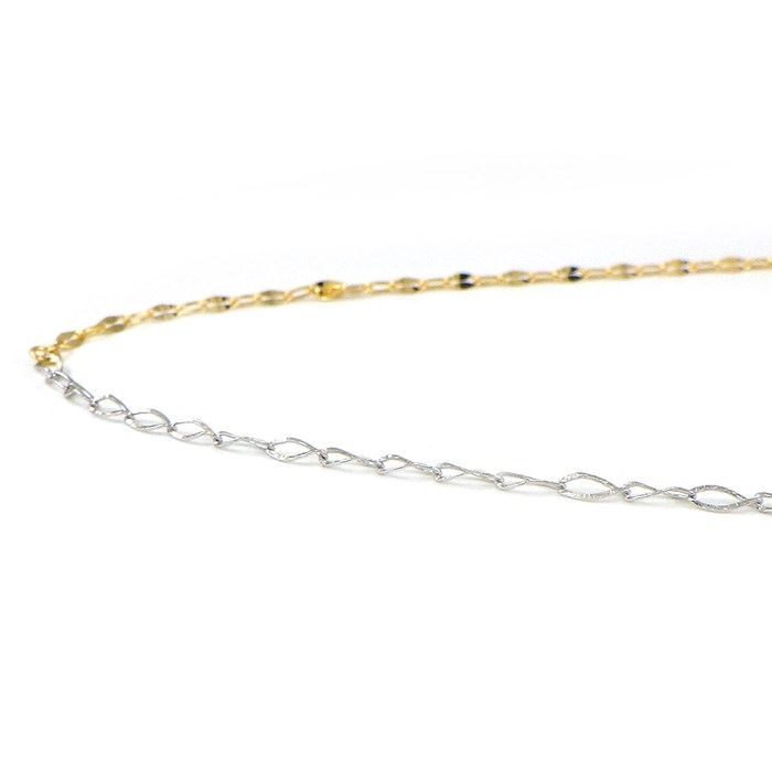 K18YG & K18WG Long Twist Chain Necklace - Exquisite Elegance