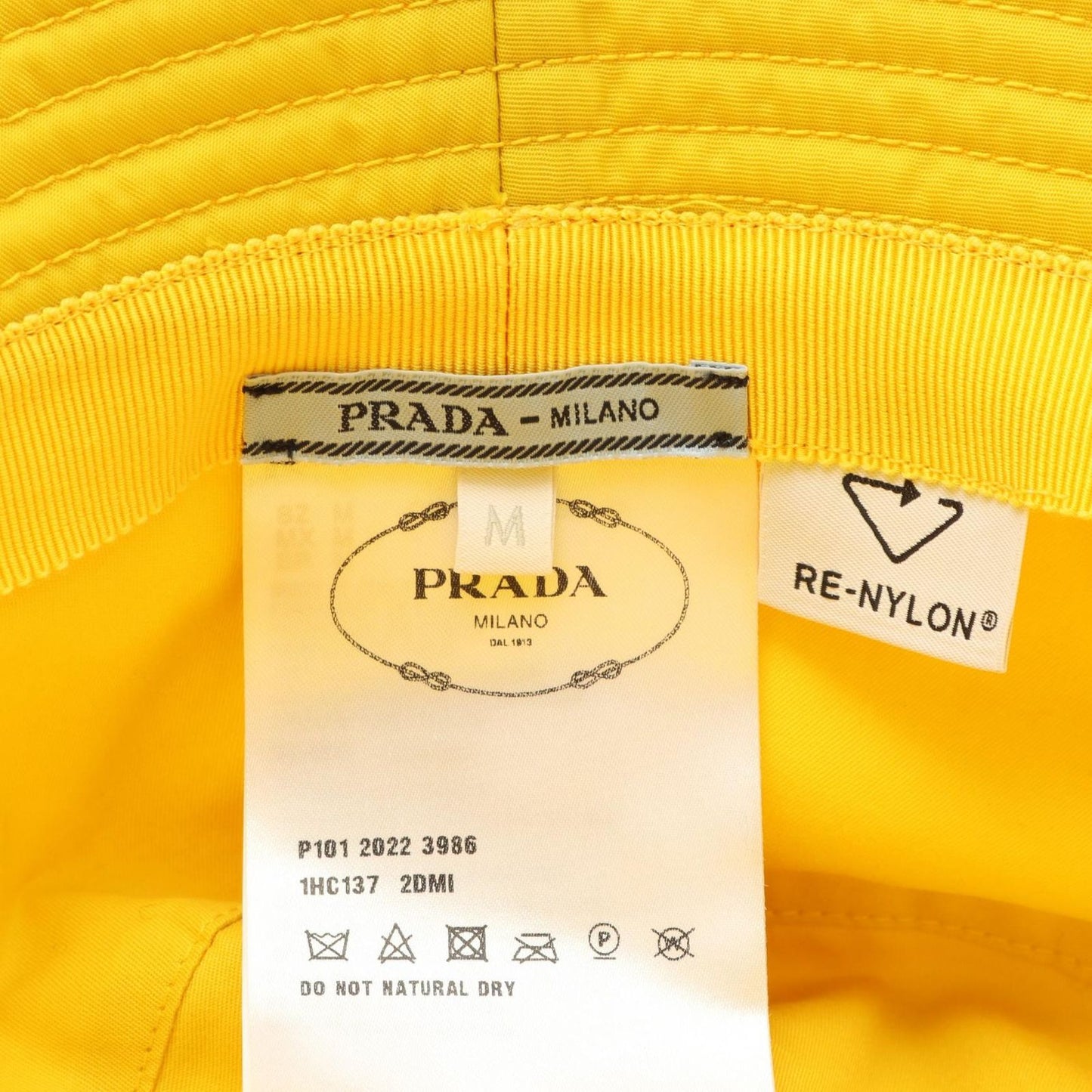 PRADA Re-Nylon Bucket Hat in Yellow - Unused Luxury Accessory