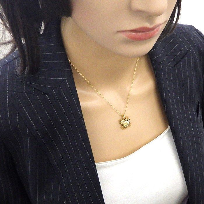 Tiffany & Co. Signature Cross Necklace in K18 Yellow Gold