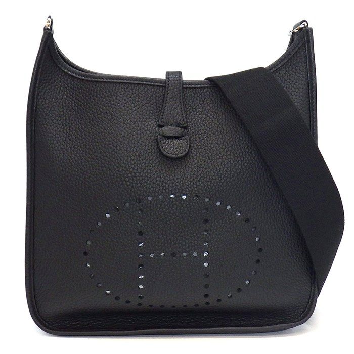 HERMES Evelyne III PM Black Togo Leather Shoulder Bag 2022