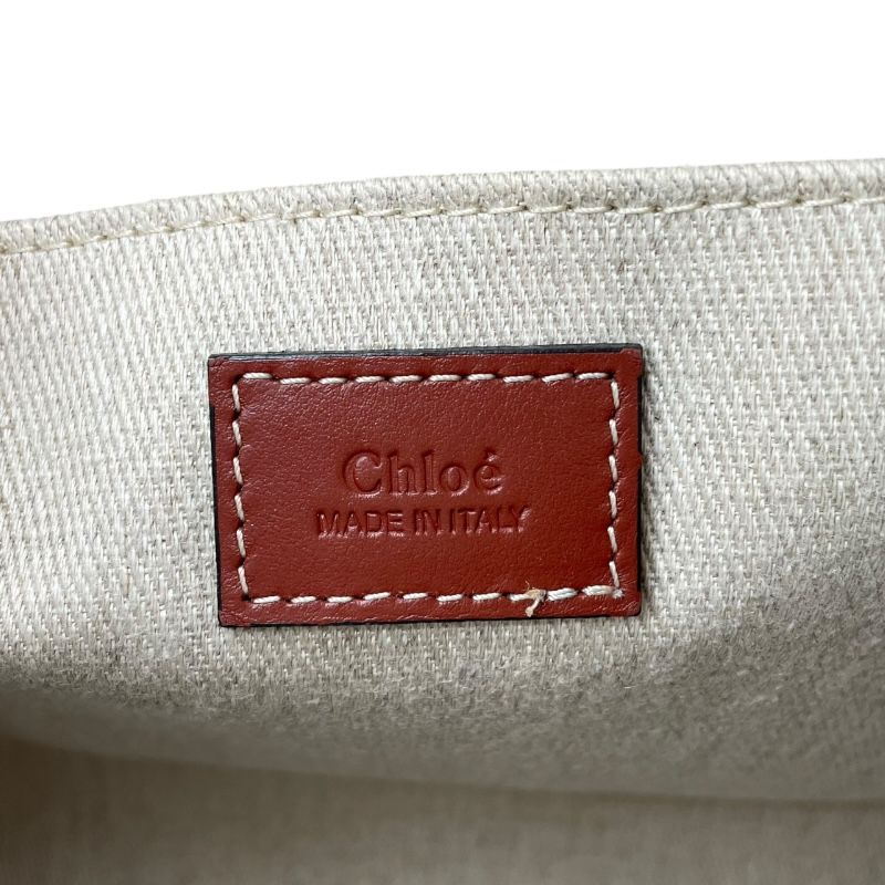 Chloe Woody Medium Tote in Brown Linen & Leather - Timeless Elegance