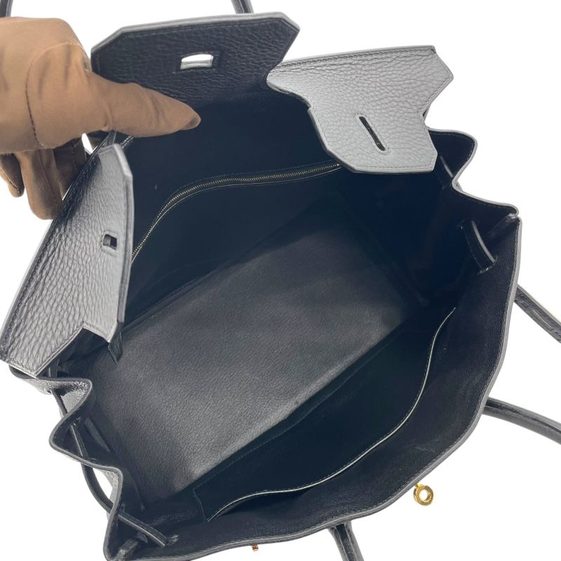 HERMES Birkin 35 Black Fjord Leather Handbag with Gold Hardware