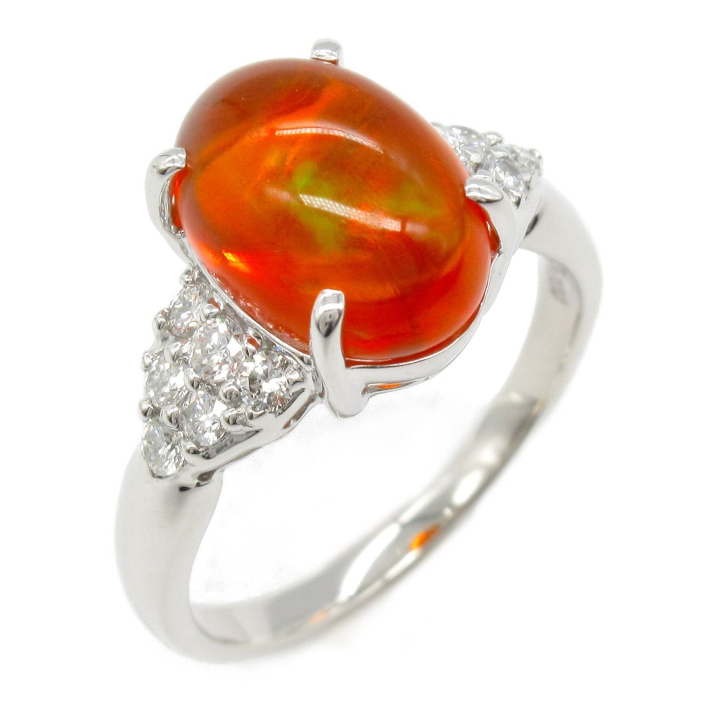 Exquisite Fire Opal & Diamond Ring in Platinum - #12